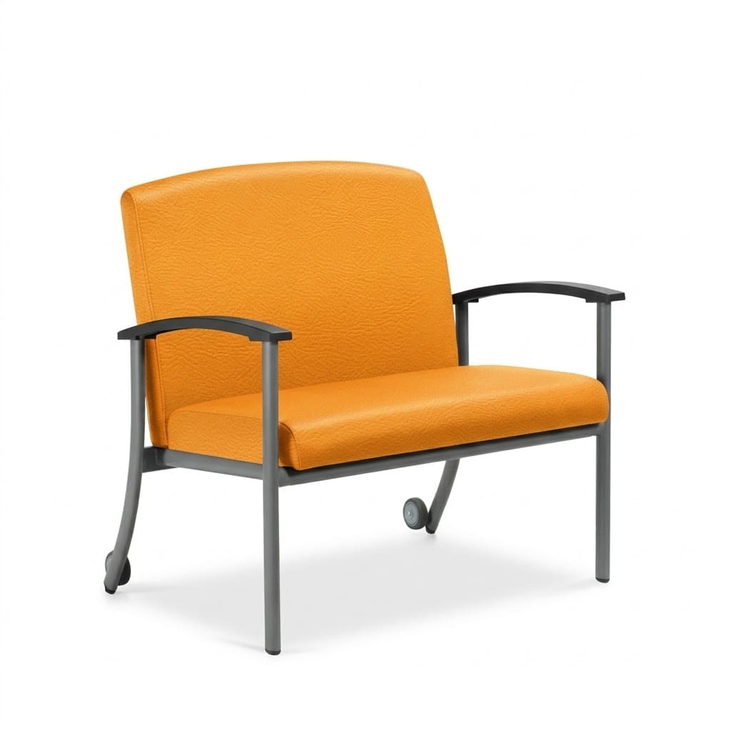 Chair with wheels low back orange