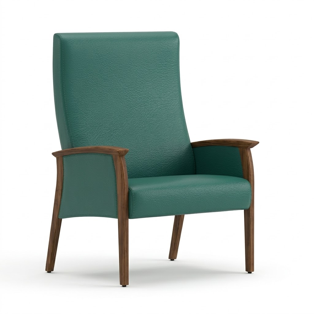 Wide chair close arms green 1