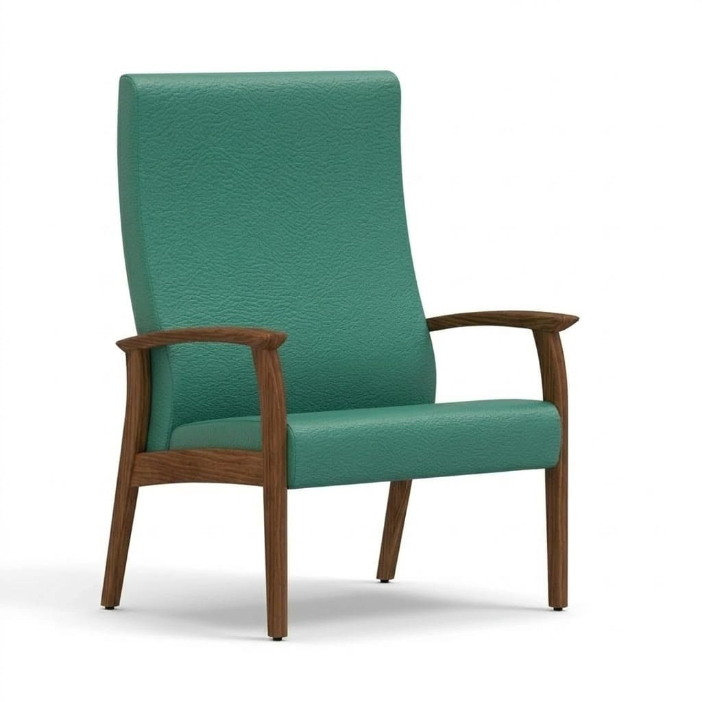 Wide chair open arms green