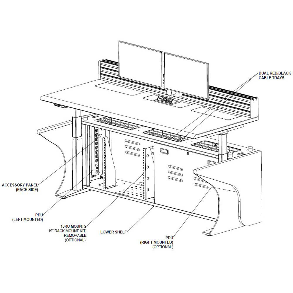 Control console furniture height adjustable details 02
