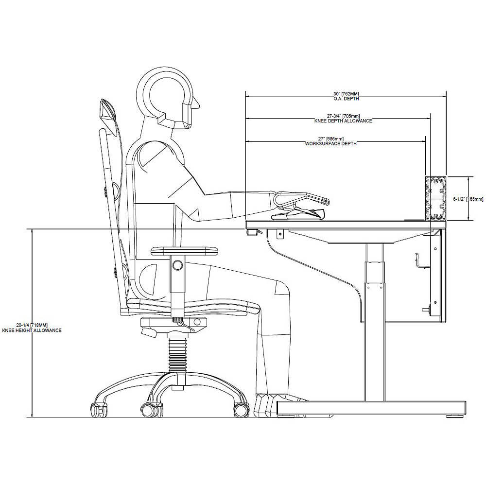 Control console lite height adjustable single ergonomics