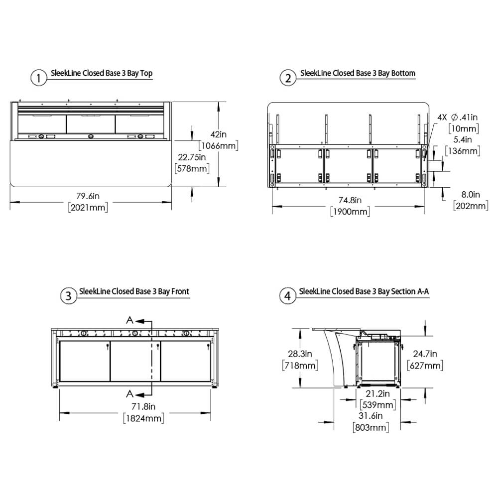 Sleekline control console closed base dimensions Sleekline control console closed base dimensions