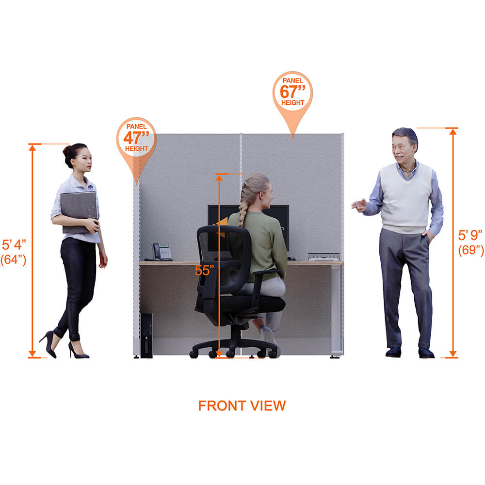 Cubicle desk straight 1pack front view heights Cubicle desk straight 1pack front view heights