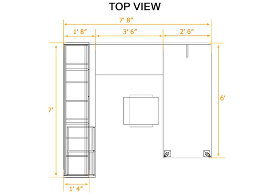 Executive office furniture top view dimensions