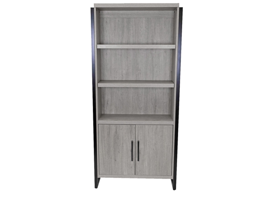 Home office ideas home office storage ideas modern bookcase with doors cement front view 1