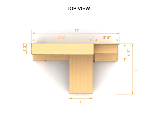 Individual office furniture 2D Dimensions 1