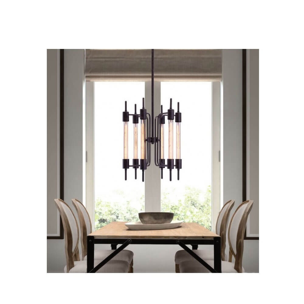 Modern dining room light fixtures environmental view Modern dining room light fixtures environmental view