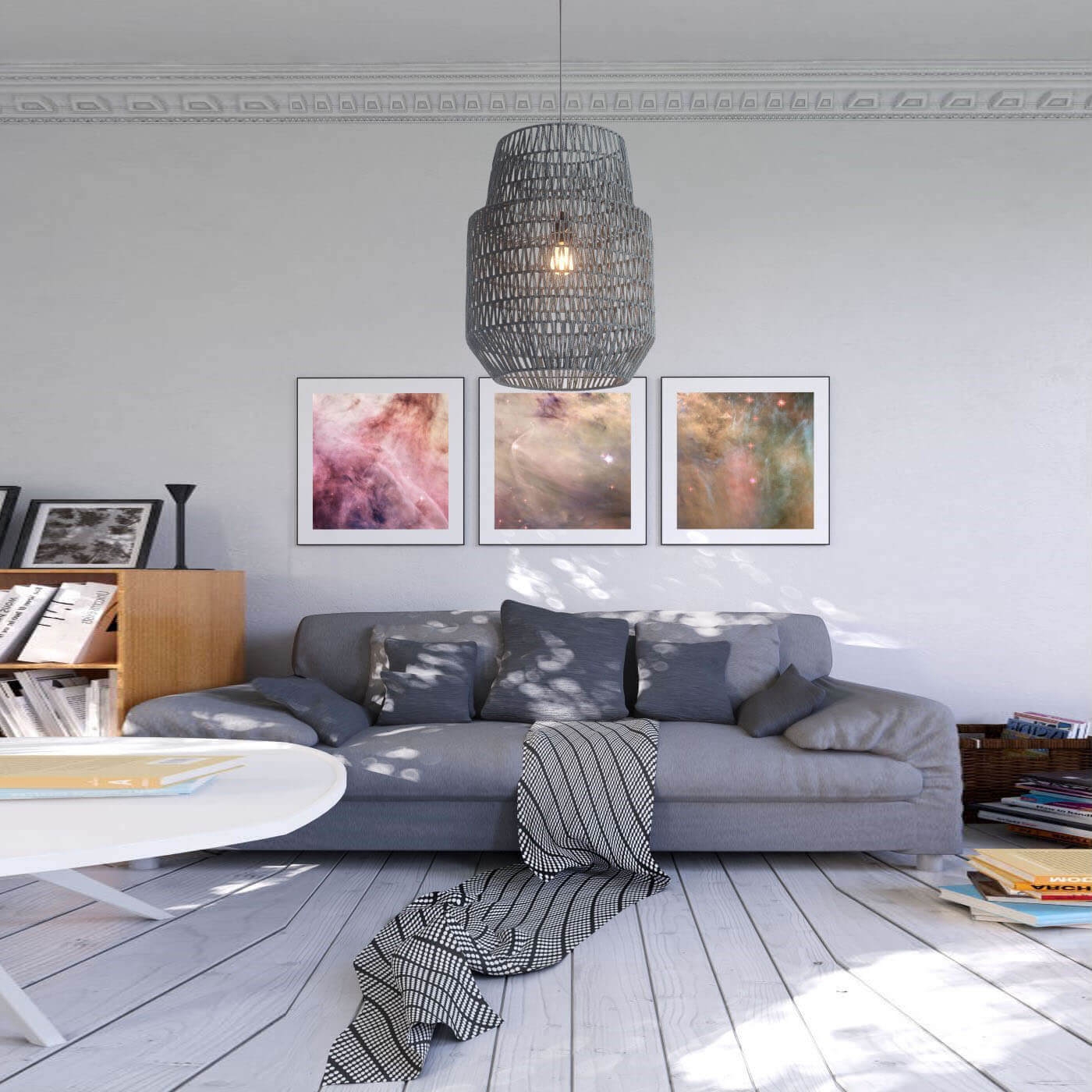 Modern hanging lights environmental view Modern hanging lights environmental view