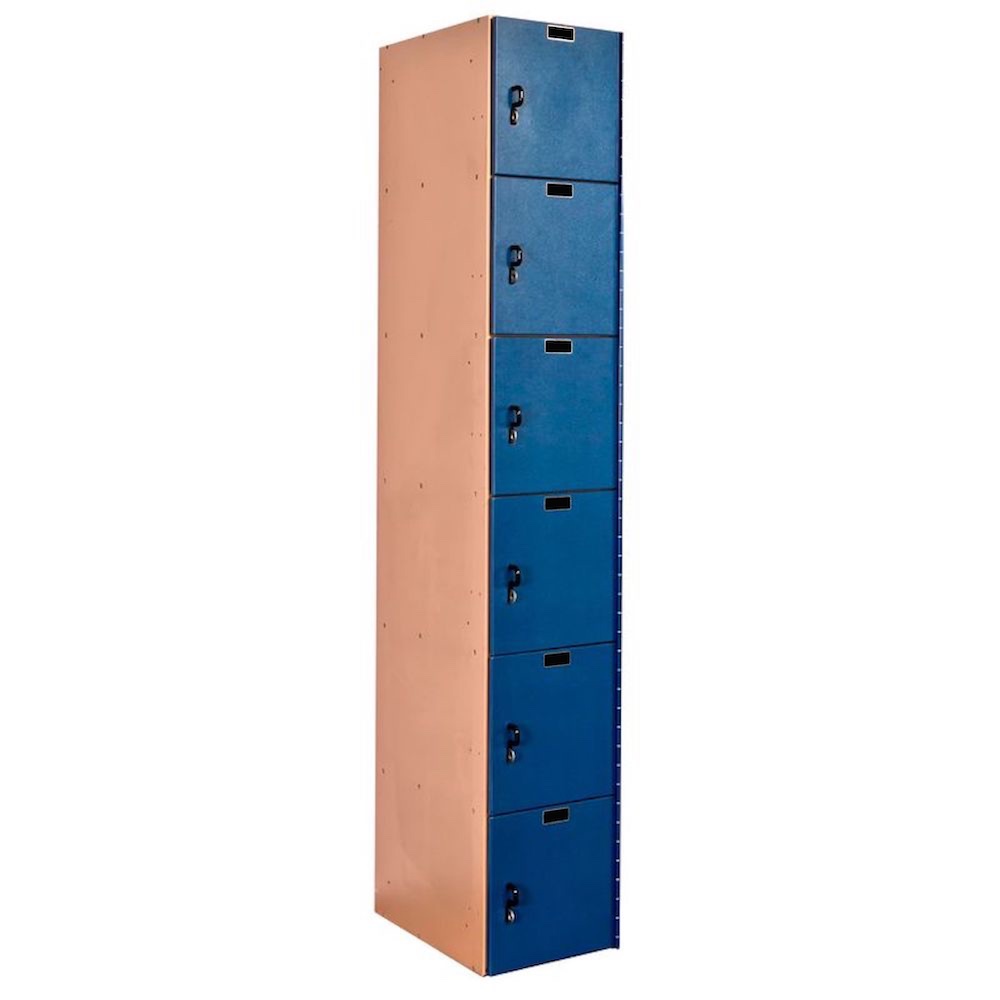 Employee lockers laminate lockers plastic locker taupe body and deep blue doors 1W 6T Employee lockers laminate lockers plastic locker taupe body and deep blue doors 1W 6T