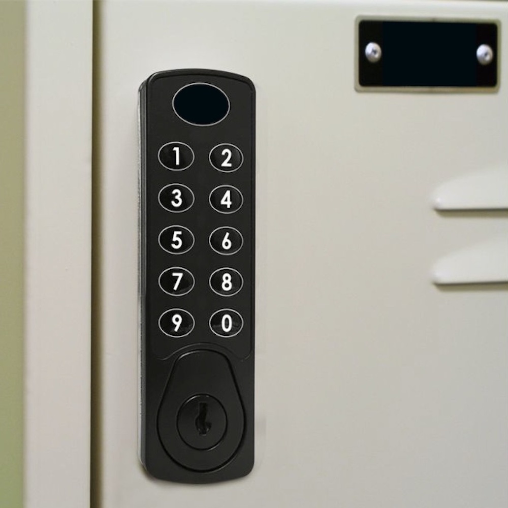 Employee lockers metal lockers electronic lockers close up keyboard control Employee lockers metal lockers electronic lockers close up keyboard control