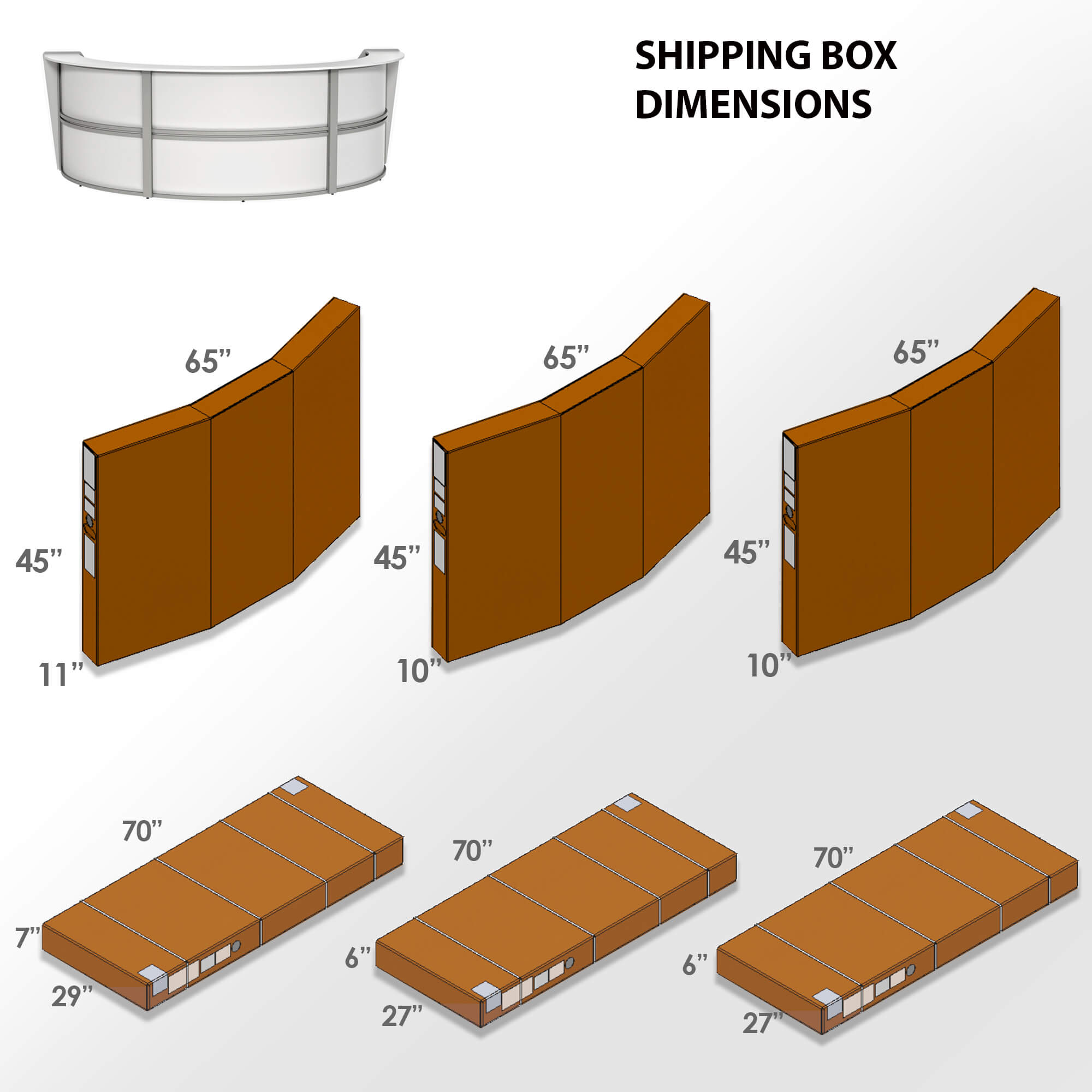 Li1 elegant semi circular reception desk shipping box dimensions Li1 elegant semi circular reception desk shipping box dimensions