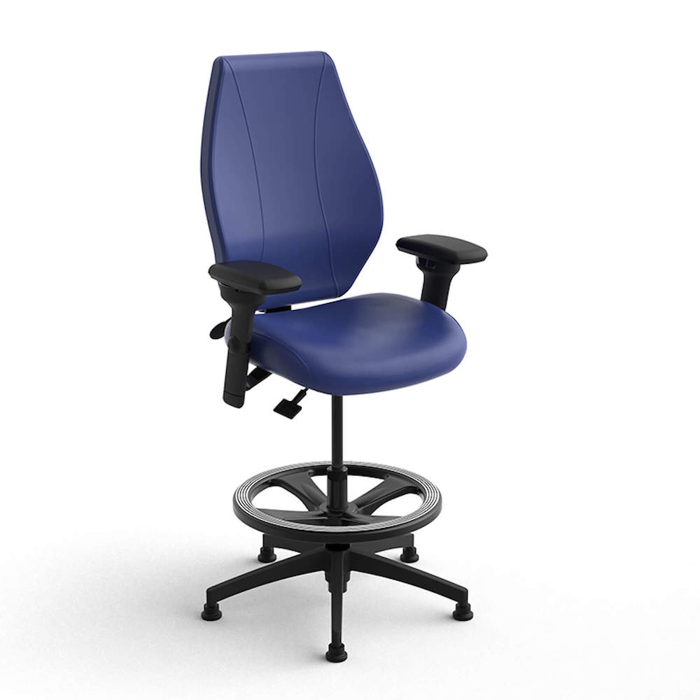 Office chair for standing desk ergonomic stool for standing desks ergonomic drafting stool bright blue angle view